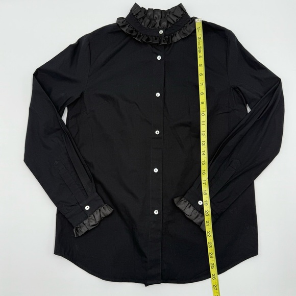 Mille Resort & Travel Women’s Elegant Black Ruffle Collar Button Down Top XS - Picture 9 of 11